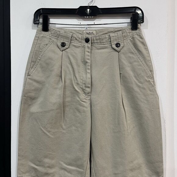 L.L Bean Women’s Canvas Pleated Padded Knee Cotton Pants Size 4 - Picture 2 of 6